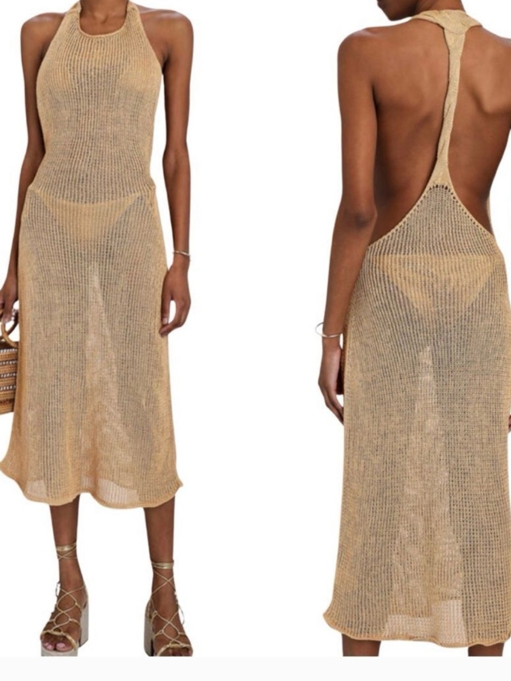 Savannah Morrow Rubina Dress in Cafe Pima Cotton Crochet Midi L